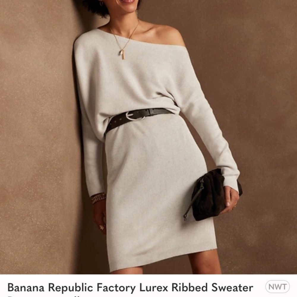 Banana Republic Factory Lurex Ribbed Sweater Dress